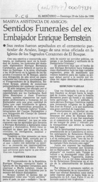 Sentidos funerales del ex Embajador Enrique Bernstein  [artículo].