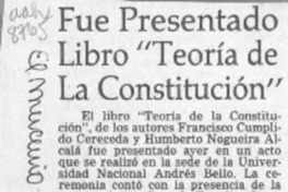 Fue presentado libro "Teoría de la Constitución"  [artículo].