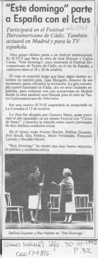 "Este domingo" parte a España con el Ictus  [artículo].