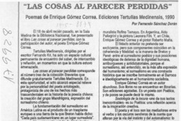 "Las cosas al parecer perdidas"  [artículo] Fernando Sánchez Durán.