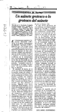 Un sainete grotesco o lo grotesco del sainete  [artículo] Eduardo Guerrero.