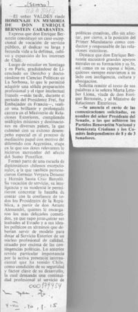 El Señor Valdés rinde homenaje --  [artículo].