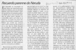 Recuerdo perenne de Neruda  [artículo] S.