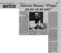 Patricio Manns, "Pongo un pie en mi país"  [artículo].