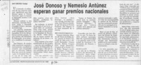 José Donoso y Nemesio Antúnez esperan ganar premios nacionales  [artículo] Nury Constenla.