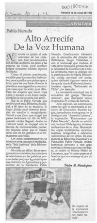 Alto arrecife de la voz humana  [artículo] Víctor M. Mandujano.