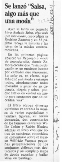 Se lanzó "Salsa, algo más que una moda"  [artículo].