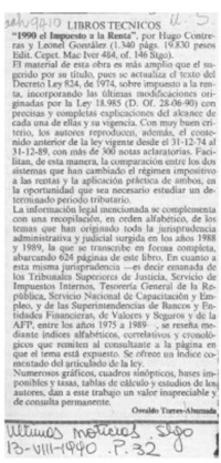 "1990 el Impuesto a la Renta"  [artículo] Osvaldo Torres-Ahumada.