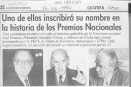 Uno de ellos inscribirá su nombre en la historia de los Premios Nacionales  [artículo].