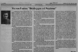 Víctor Farías, "Heidegger y el nazismo"  [artículo] Arturo Leiva.