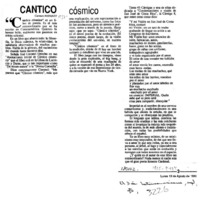 Cántico cósmico  [artículo] Carmen Naranjo.