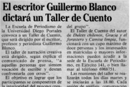 El Escritor Guillermo Blanco dictará un Taller de Cuento