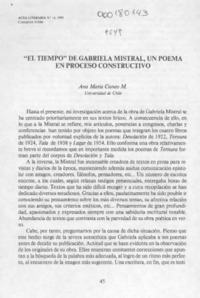 "El tiempo" de Gabriela Mistral, un poema en proceso constructivo  [artículo] Ana María Cuneo M.