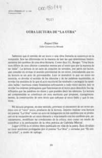 Otra lectura de "La Otra"  [artículo] Raquel Olea.