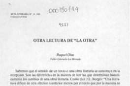 Otra lectura de "La Otra"  [artículo] Raquel Olea.