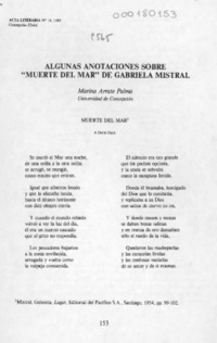 Algunas anotaciones sobre "Muerte del mar" de Gabriela Mistral  [artículo] Marina Arrate Palma.