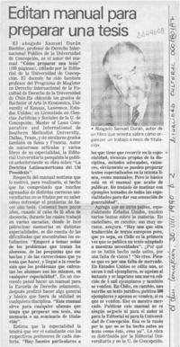 Editan manual para preparar una tesis  [artículo].