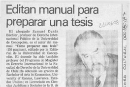 Editan manual para preparar una tesis  [artículo].