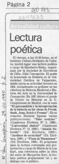 Lectura poética  [artículo].