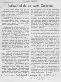 Intimidad de un acto cultural  [artículo] Conrado Menzel.