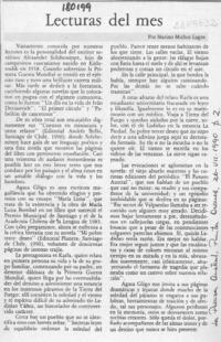 Lecturas del mes  [artículo] Marino Muñoz Lagos.