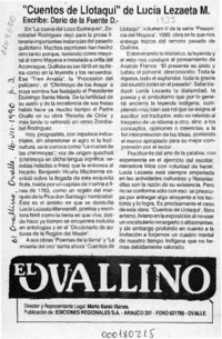 "Cuentos Llotaqui" de Lucía Lezaeta M.  [artículo] Darío de la Fuente D.