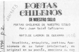 Poetas chilenos de nuestro siglo  [artículo] Juan Guixé Cañizares.