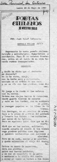 Poetas chilenos de nuestro siglo  [artículo] Juan Guixé Cañizares.