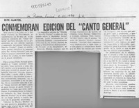 Conmemoran edición del "Canto General"  [artículo].