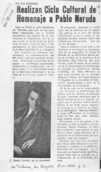 Realizan ciclo cultural de homenaje a Pablo Neruda  [artículo].