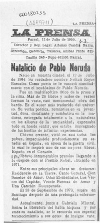 Natalicio de Pablo Neruda  [artículo].