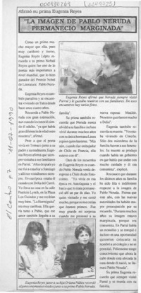 "La Imagen de Pablo Neruda permaneció marginada"  [artículo].