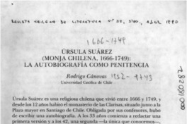 Ursula Suárez (monja chilena, 1666-1749), la autobiografía como penitencia