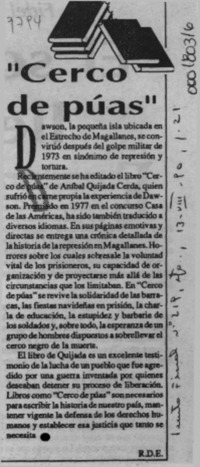 "Cerco de púas"  [artículo] R. D. E.