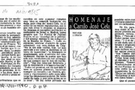 Homenaje a C. J. Cela  [artículo] Carlos Iturra.
