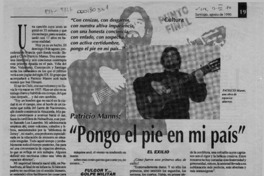 "Pongo el pie en mi país"  [artículo] Ana María Olivares.