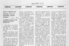 Duelo y creatividad  [artículo] Rafael Parada.