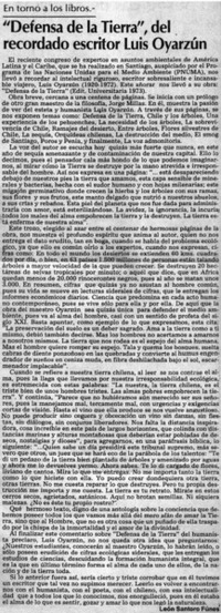 "Defensa de la tierra", del recordado escritor Luis Oyarzún