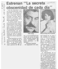 Estrenan "La secreta obscenidad de cada día"  [artículo].