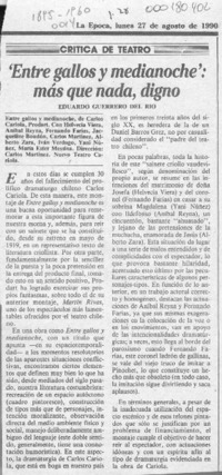 "Entre gallos y medianoche", más que nada, digno  [artículo] Eduardo Guerrero del Río.