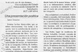 Una presentación poética  [artículo] Eliana Godoy Godoy.