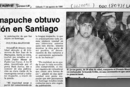 Poeta mapuche obtuvo distinción en Santiago  [artículo].