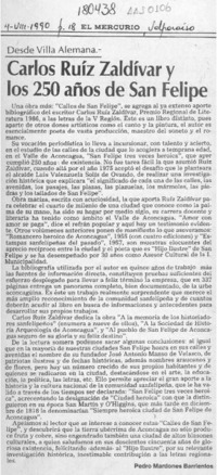 Carlos Ruiz Zaldívar y los 250 años de San Felipe  [artículo] Pedro Mardones Barrientos.