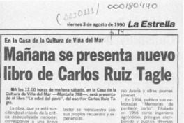 Mañana se presenta nuevo libro de Carlos Ruiz Tagle  [artículo].
