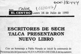 Escritores de Sech Talca presentaron nuevo libro  [artículo].