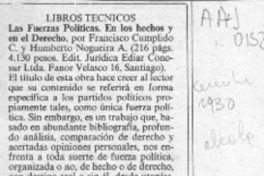 Las fuerzas políticas en los hechos y en el derecho  [artículo] Osvaldo Torres Ahumada.