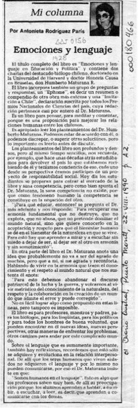 Emociones y lenguaje  [artículo] Antonieta Rodríguez París.