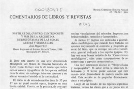 Reptiles del centro, centro-oeste y sur de la Argentina, herpetofauna de las zonas áridas y semiáridas