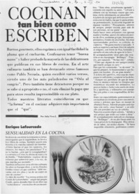 Cocinan tan bien como escriben  [artículo] Sofía Vives E.