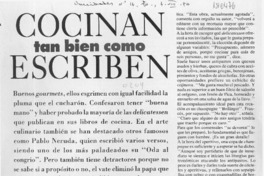 Cocinan tan bien como escriben  [artículo] Sofía Vives E.